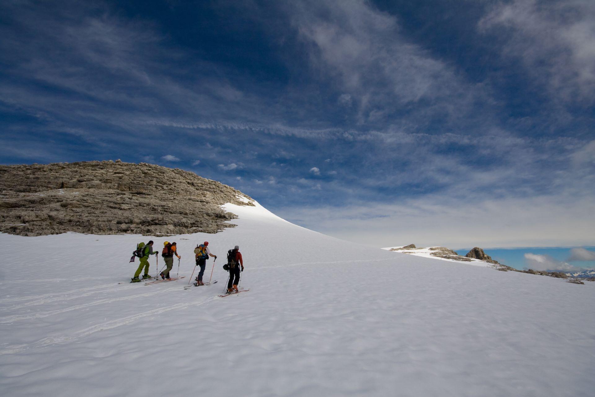 Skibergsteigen im Val di Fassa, Dolomiten